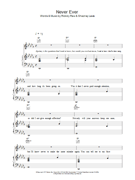 All Saints Never Ever sheet music notes and chords. Download Printable PDF.