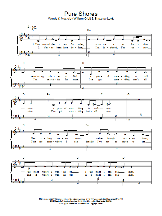 All Saints Pure Shores Sheet Music Notes & Chords for Saxophone - Download or Print PDF