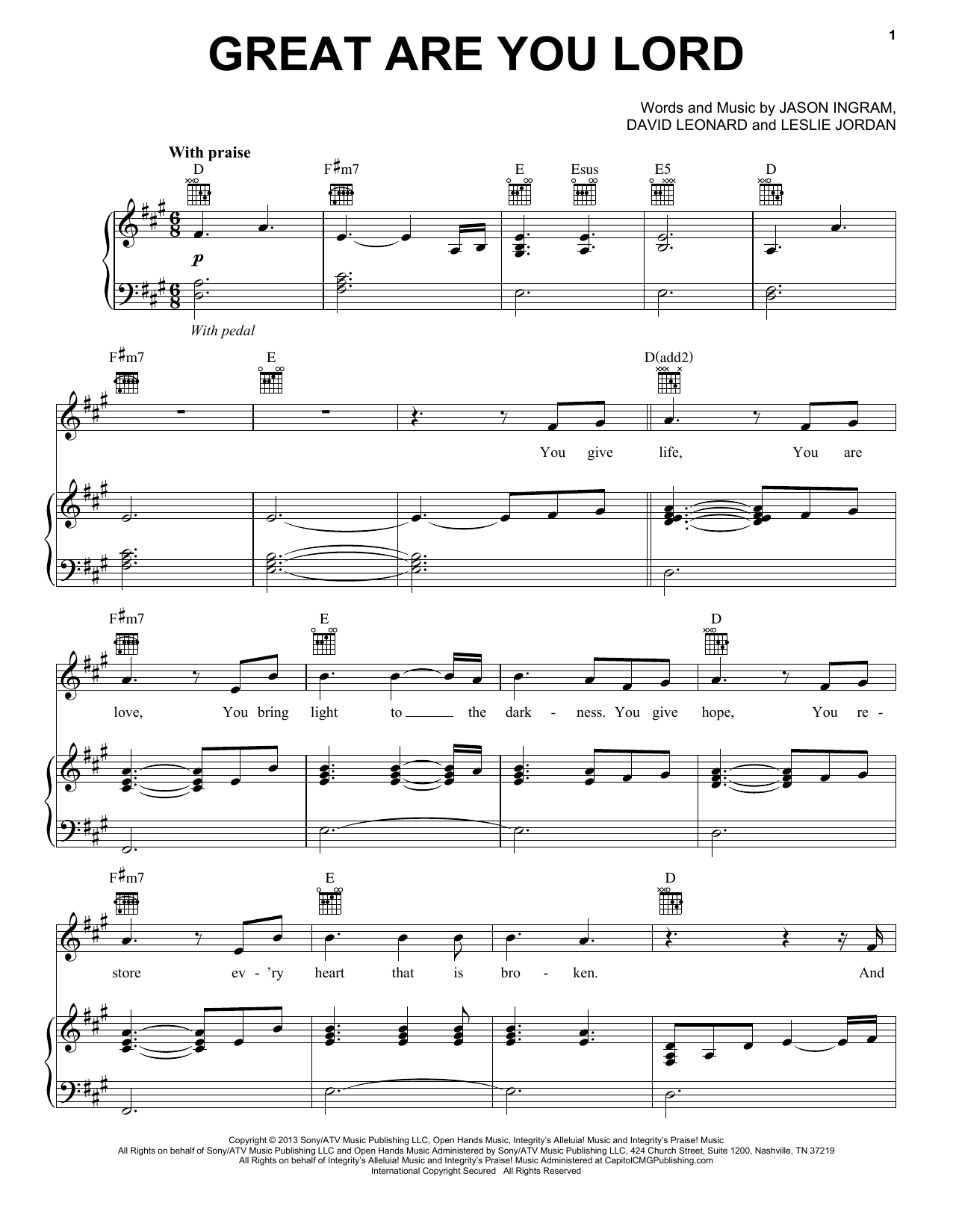 All Sons & Daughters Great Are You Lord Sheet Music Notes & Chords for Violin Solo - Download or Print PDF