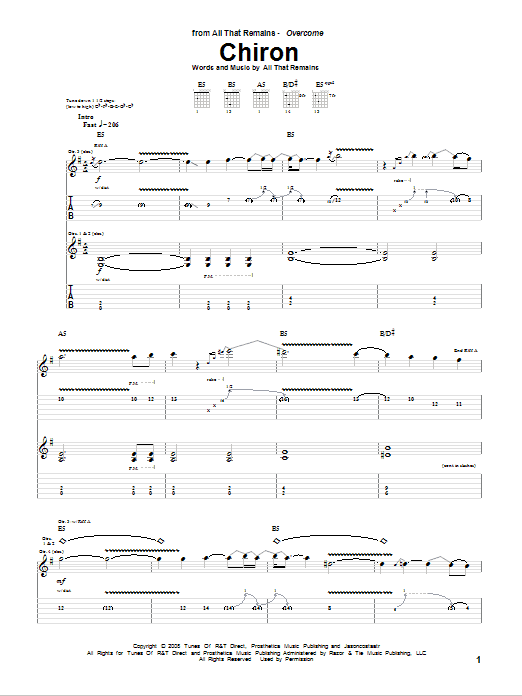 All That Remains Chiron Sheet Music Notes & Chords for Guitar Tab - Download or Print PDF