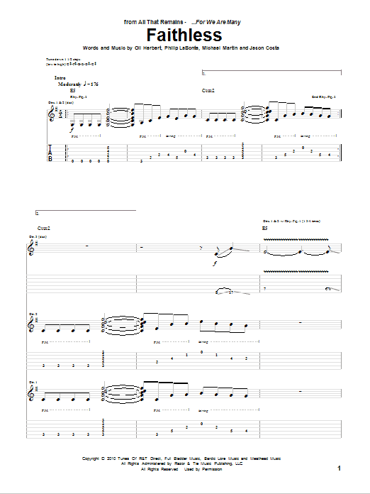 All That Remains Faithless Sheet Music Notes & Chords for Guitar Tab - Download or Print PDF All That Remains Faithless Sheet Music Notes & Chords for Guitar Tab - Download or Print PDF