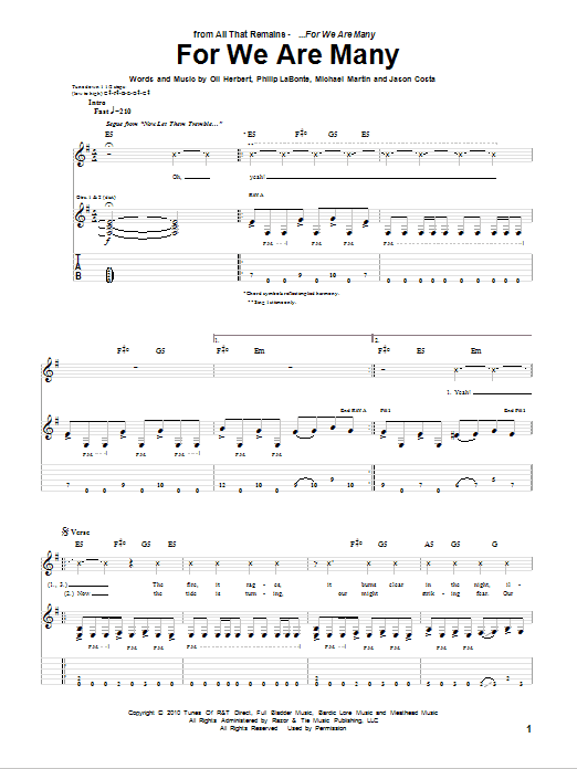 All That Remains For We Are Many Sheet Music Notes & Chords for Guitar Tab - Download or Print PDF All That Remains For We Are Many Sheet Music Notes & Chords for Guitar Tab - Download or Print PDF