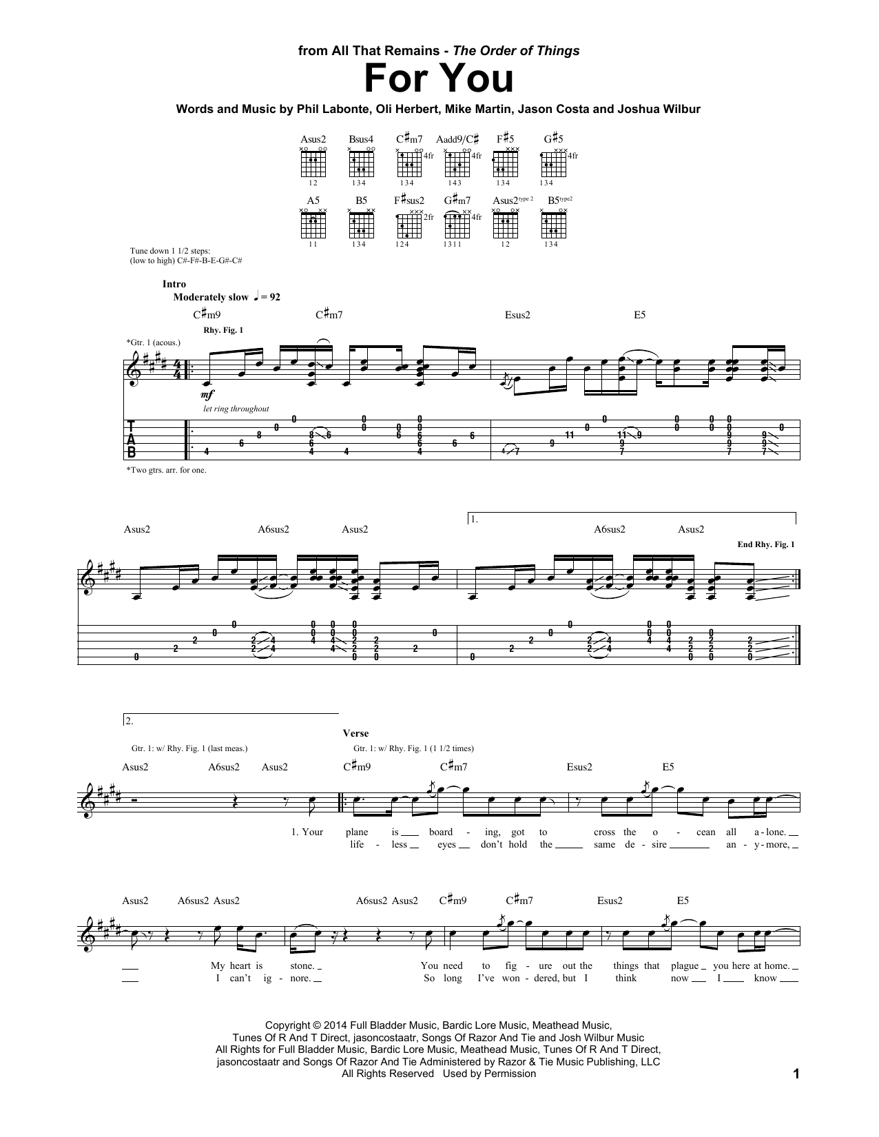 All That Remains For You Sheet Music Notes & Chords for Guitar Tab - Download or Print PDF