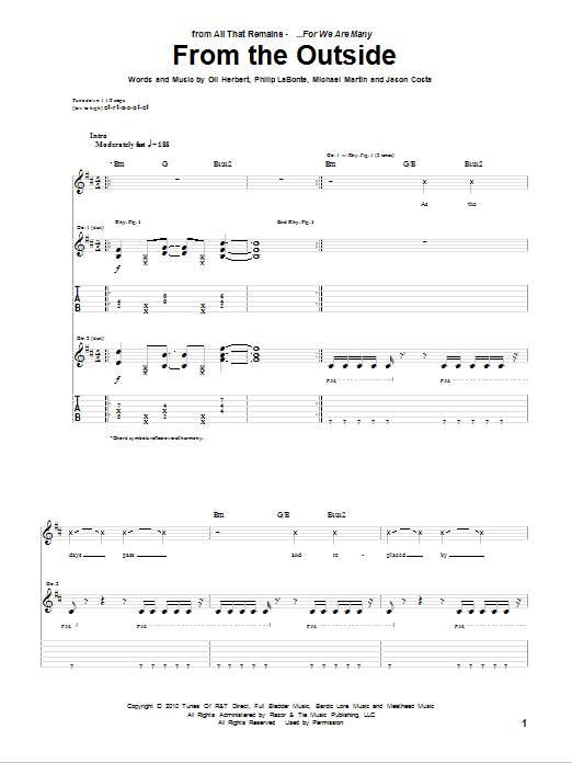 All That Remains From The Outside Sheet Music Notes & Chords for Guitar Tab - Download or Print PDF All That Remains From The Outside Sheet Music Notes & Chords for Guitar Tab - Download or Print PDF