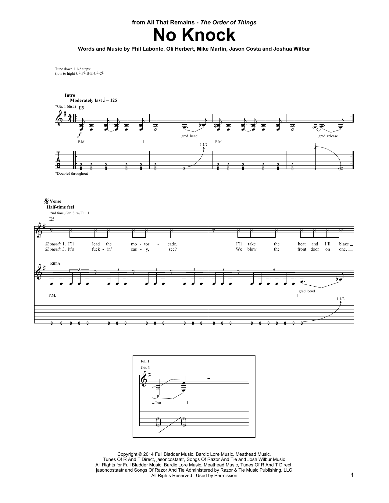 All That Remains No Knock Sheet Music Notes & Chords for Guitar Tab - Download or Print PDF