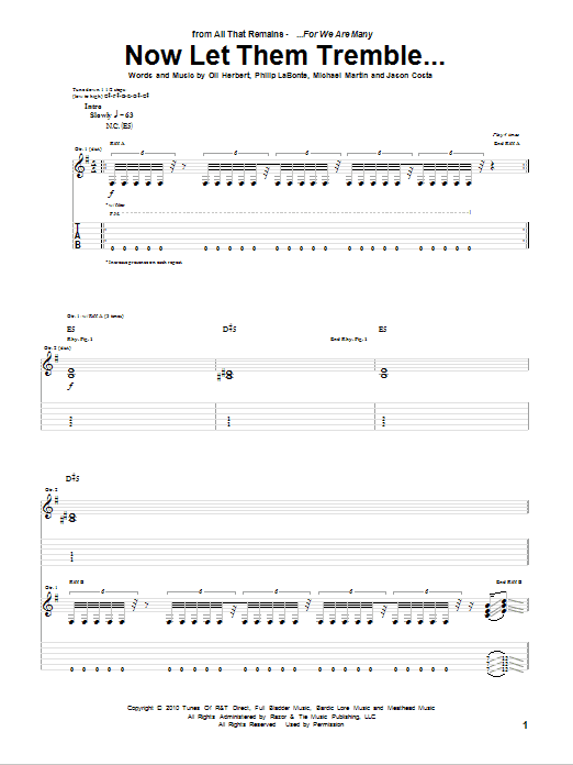 All That Remains Now Let Them Tremble Sheet Music Notes & Chords for Guitar Tab - Download or Print PDF All That Remains Now Let Them Tremble Sheet Music Notes & Chords for Guitar Tab - Download or Print PDF