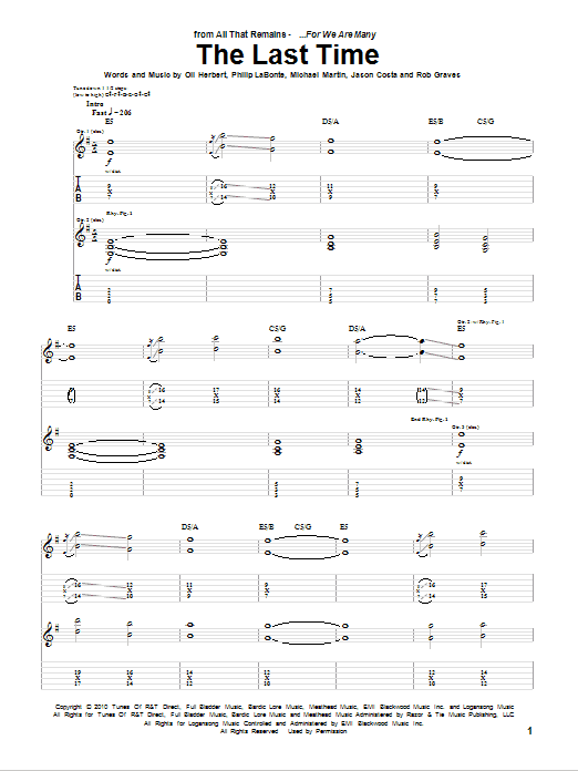 All That Remains The Last Time Sheet Music Notes & Chords for Guitar Tab - Download or Print PDF All That Remains The Last Time Sheet Music Notes & Chords for Guitar Tab - Download or Print PDF
