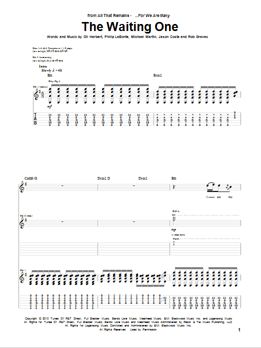 All That Remains The Waiting One Sheet Music Notes & Chords for Guitar Tab - Download or Print PDF All That Remains The Waiting One Sheet Music Notes & Chords for Guitar Tab - Download or Print PDF