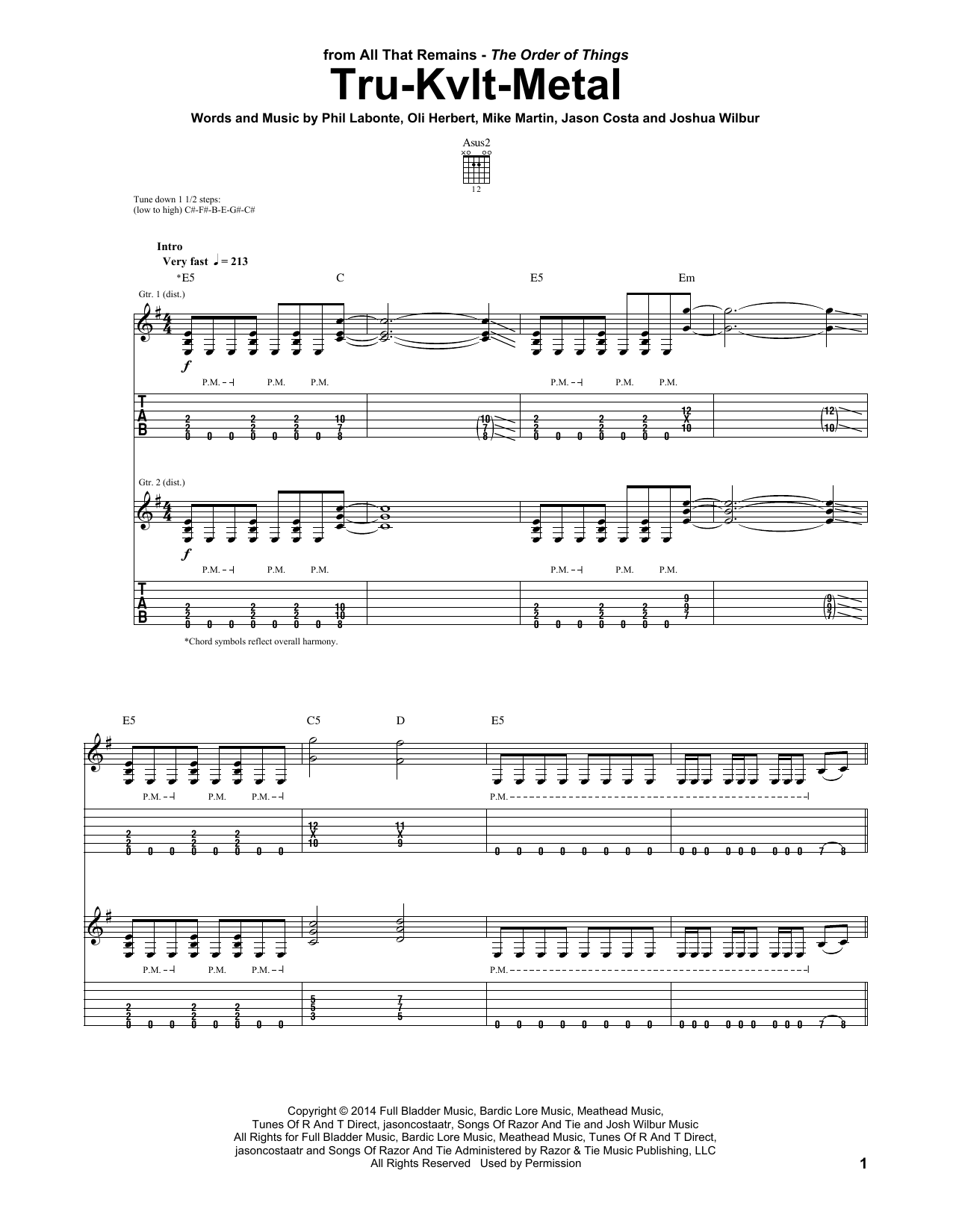 All That Remains Tru-Kvlt-Metal Sheet Music Notes & Chords for Guitar Tab - Download or Print PDF