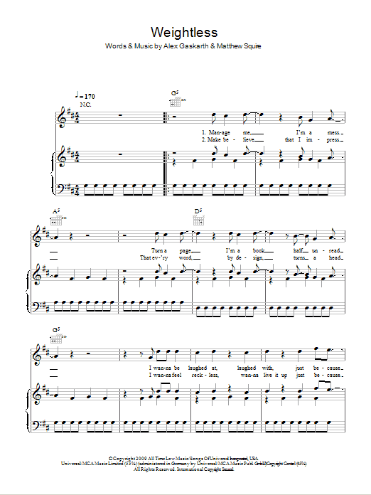 All Time Low Weightless Sheet Music Notes & Chords for Piano, Vocal & Guitar (Right-Hand Melody) - Download or Print PDF