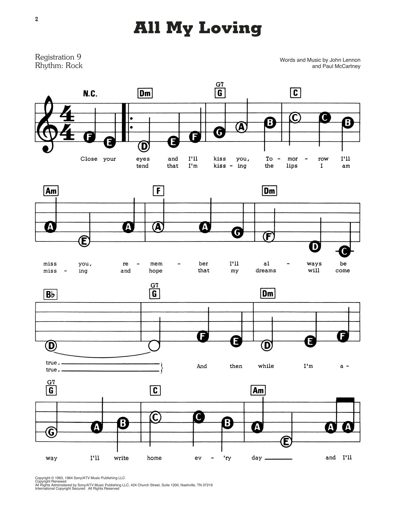 The Beatles All My Loving Sheet Music Download Pdf Score
