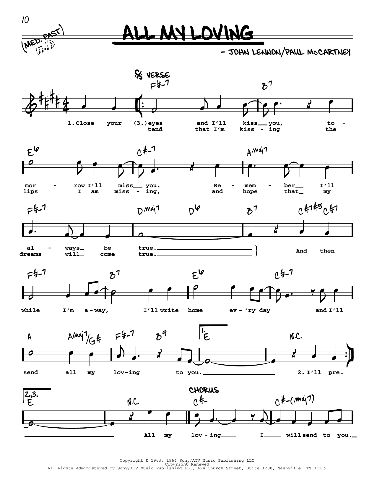The Beatles All My Loving Jazz Version Sheet Music Download Pdf Score