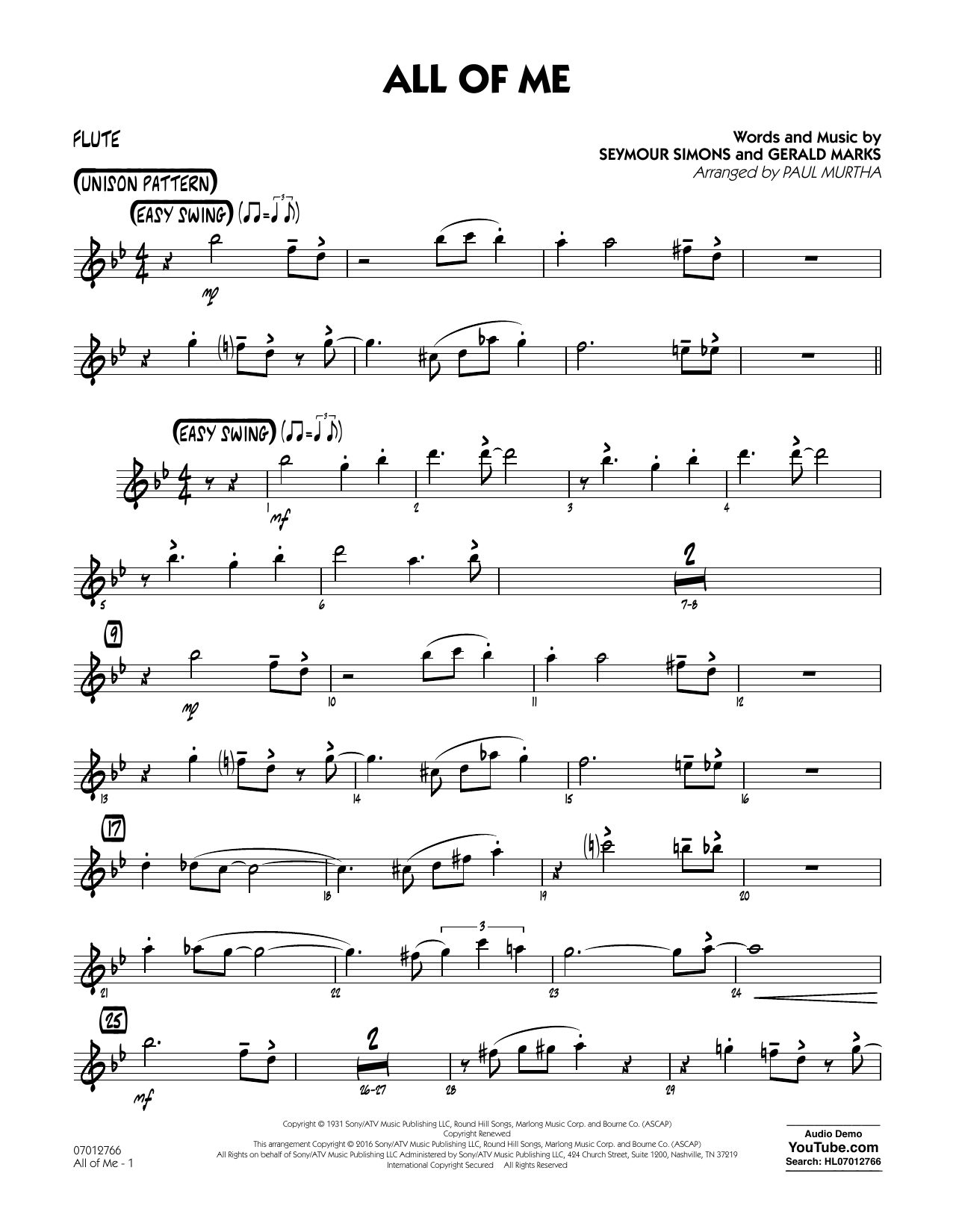 Paul Murtha All Of Me Flute Sheet Music Download Pdf Score 352842