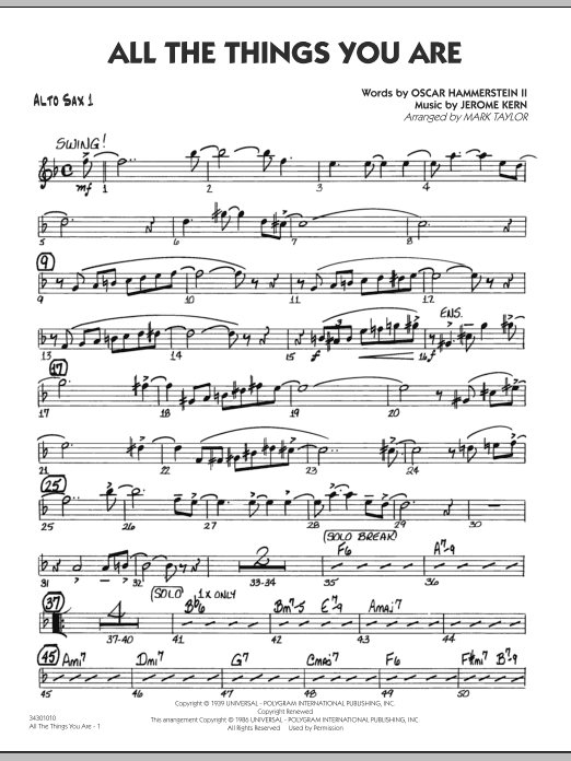 Mark Taylor All The Things You Are Alto Sax 1 Sheet Music Download Pdf Score 292936