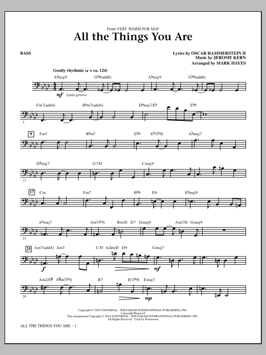 Mark Taylor All The Things You Are Bass Sheet Music Download