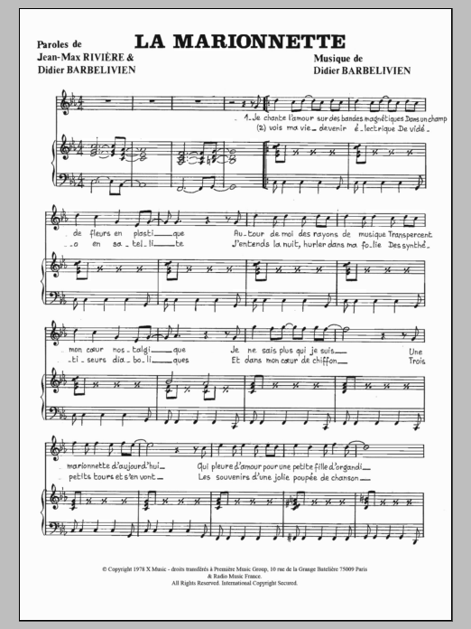 Allain Marionnette Sheet Music Notes & Chords for Piano & Vocal - Download or Print PDF