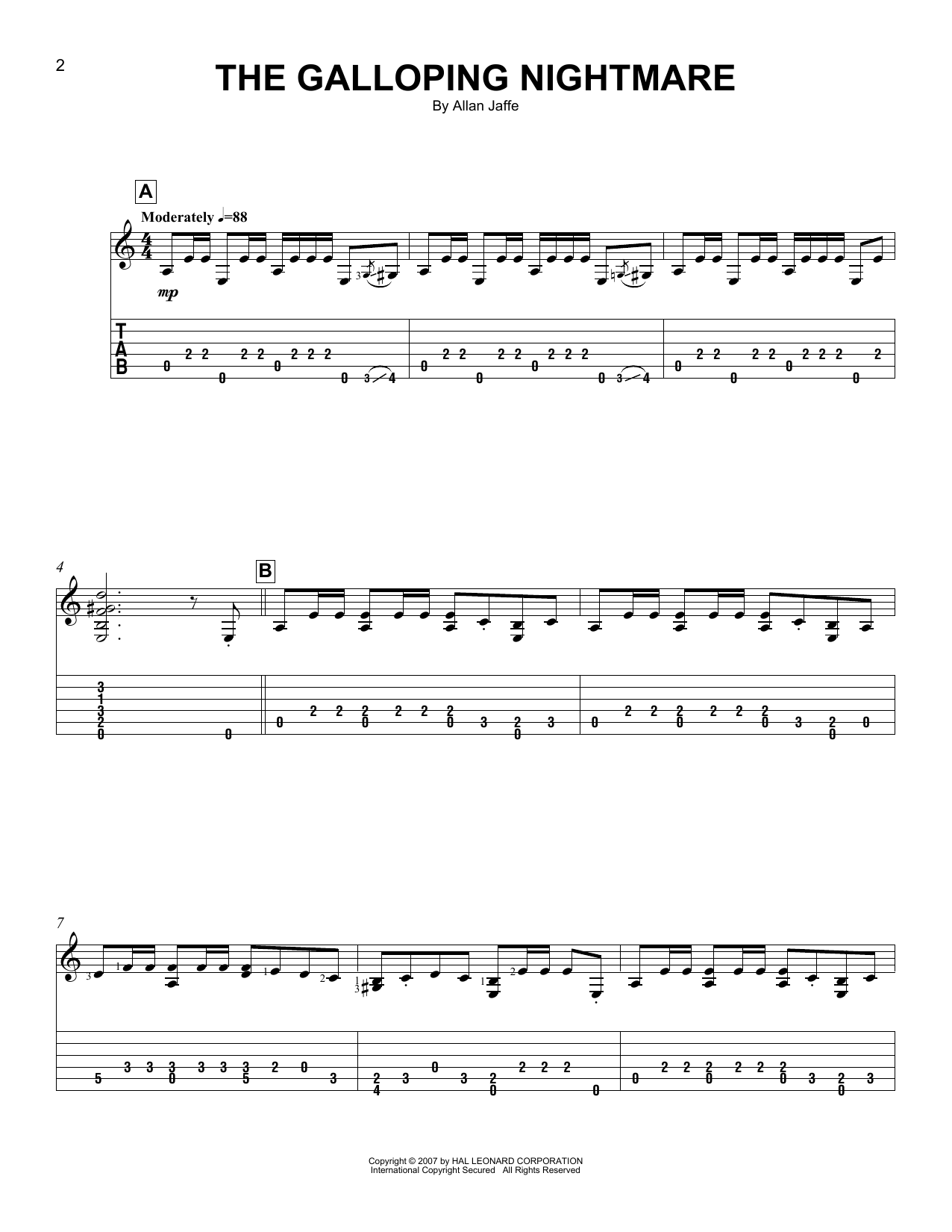 Allan Jaffe The Galloping Nightmare Sheet Music Notes & Chords for Easy Guitar Tab - Download or Print PDF