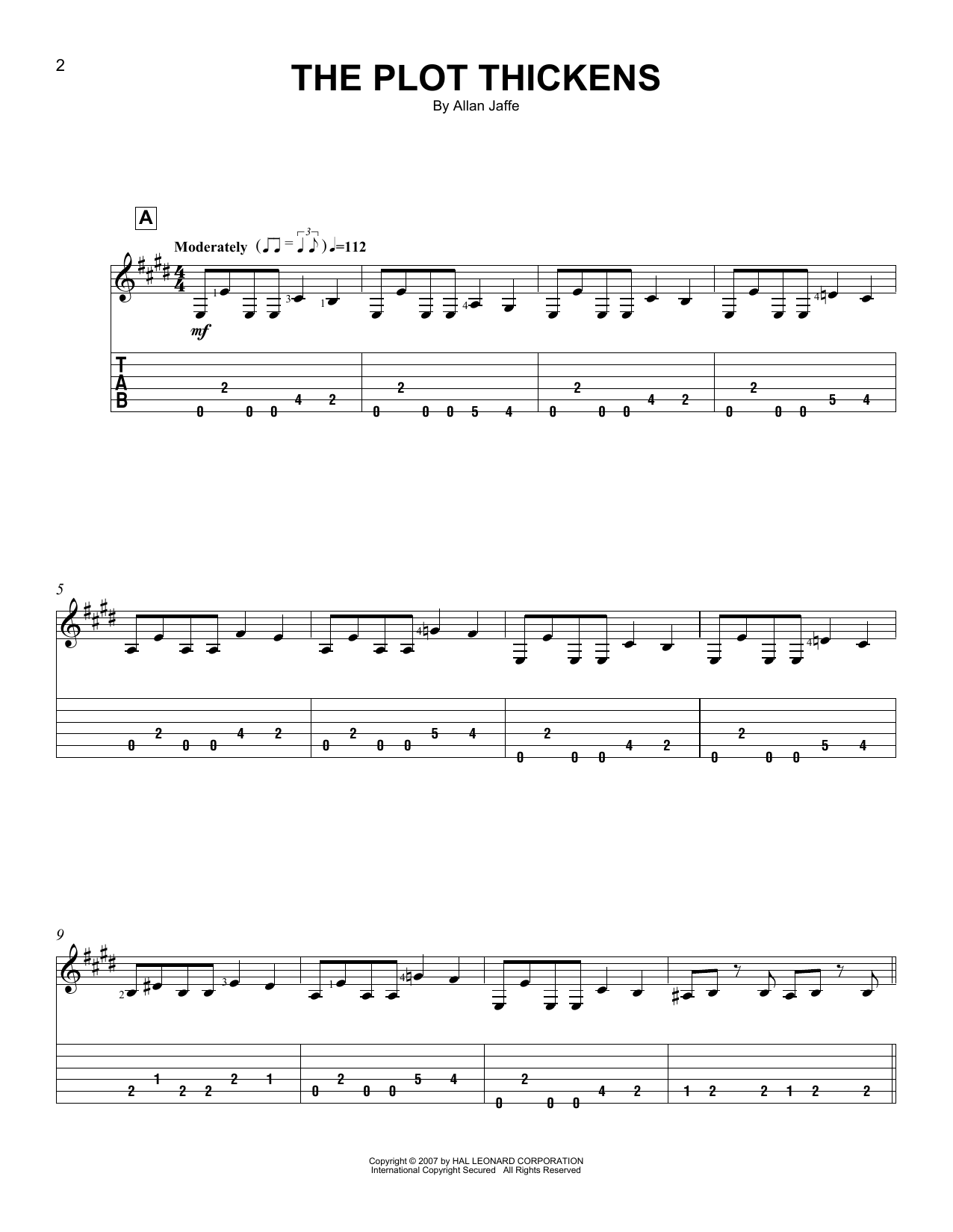Allan Jaffe The Plot Thickens Sheet Music Notes & Chords for Easy Guitar Tab - Download or Print PDF