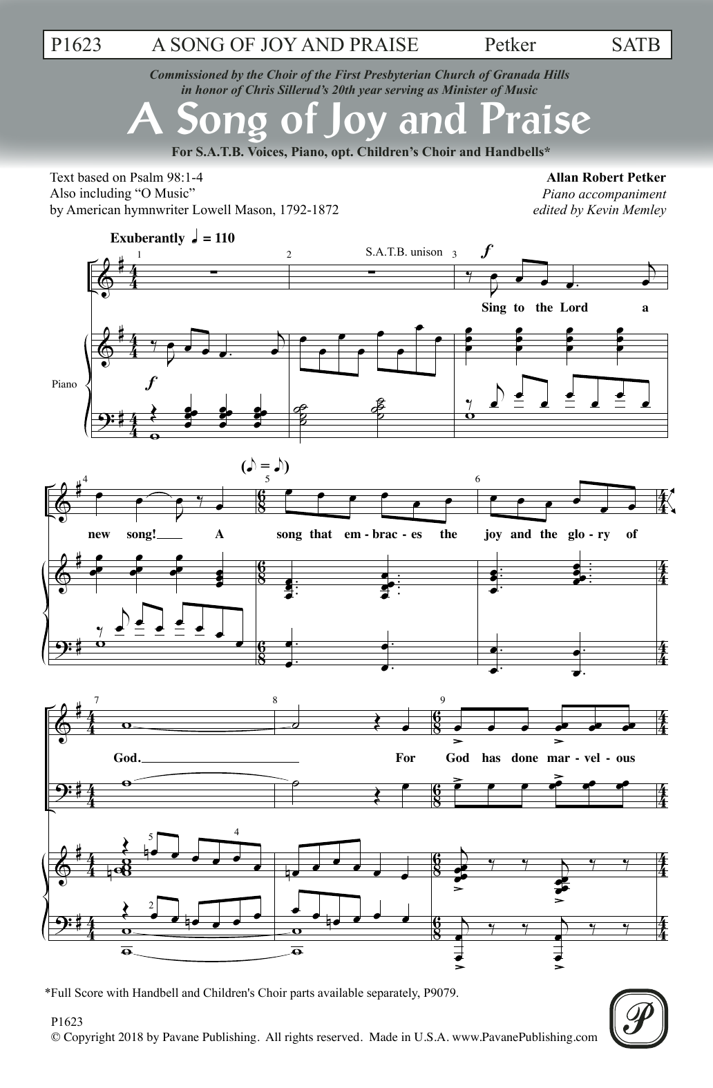 Allan Petker A Song Of Joy And Praise Sheet Music Notes & Chords for SATB Choir - Download or Print PDF