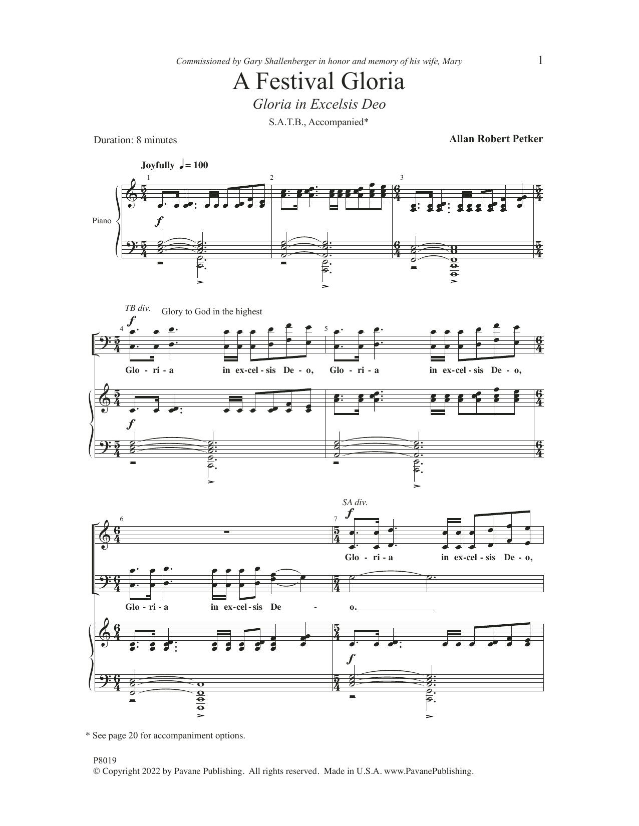 Allan Robert Petker A Festival Gloria (Gloria In Excelsis Deo) Sheet Music Notes & Chords for SATB Choir - Download or Print PDF