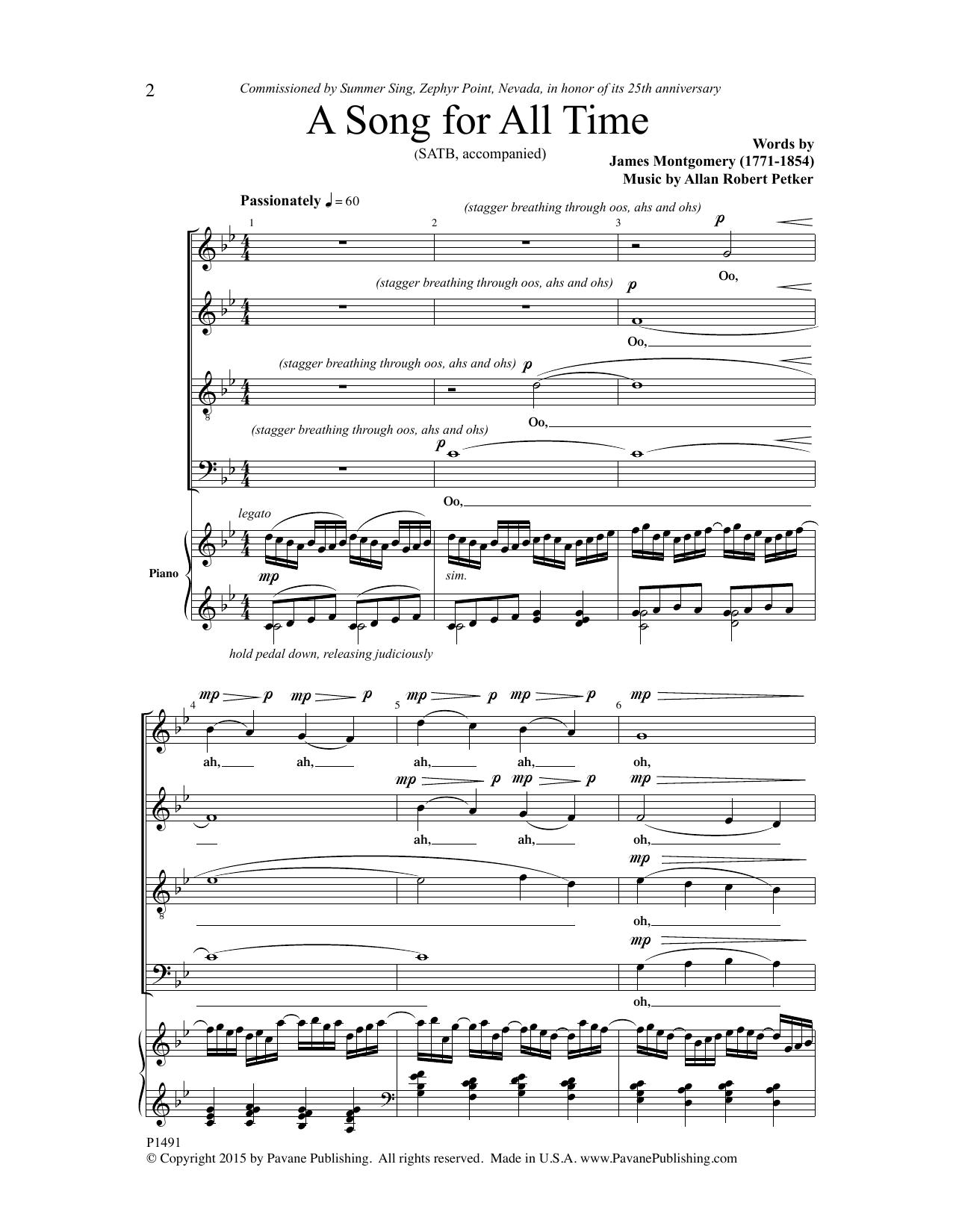 Allan Robert Petker A Song for All Time Sheet Music Notes & Chords for Choral - Download or Print PDF