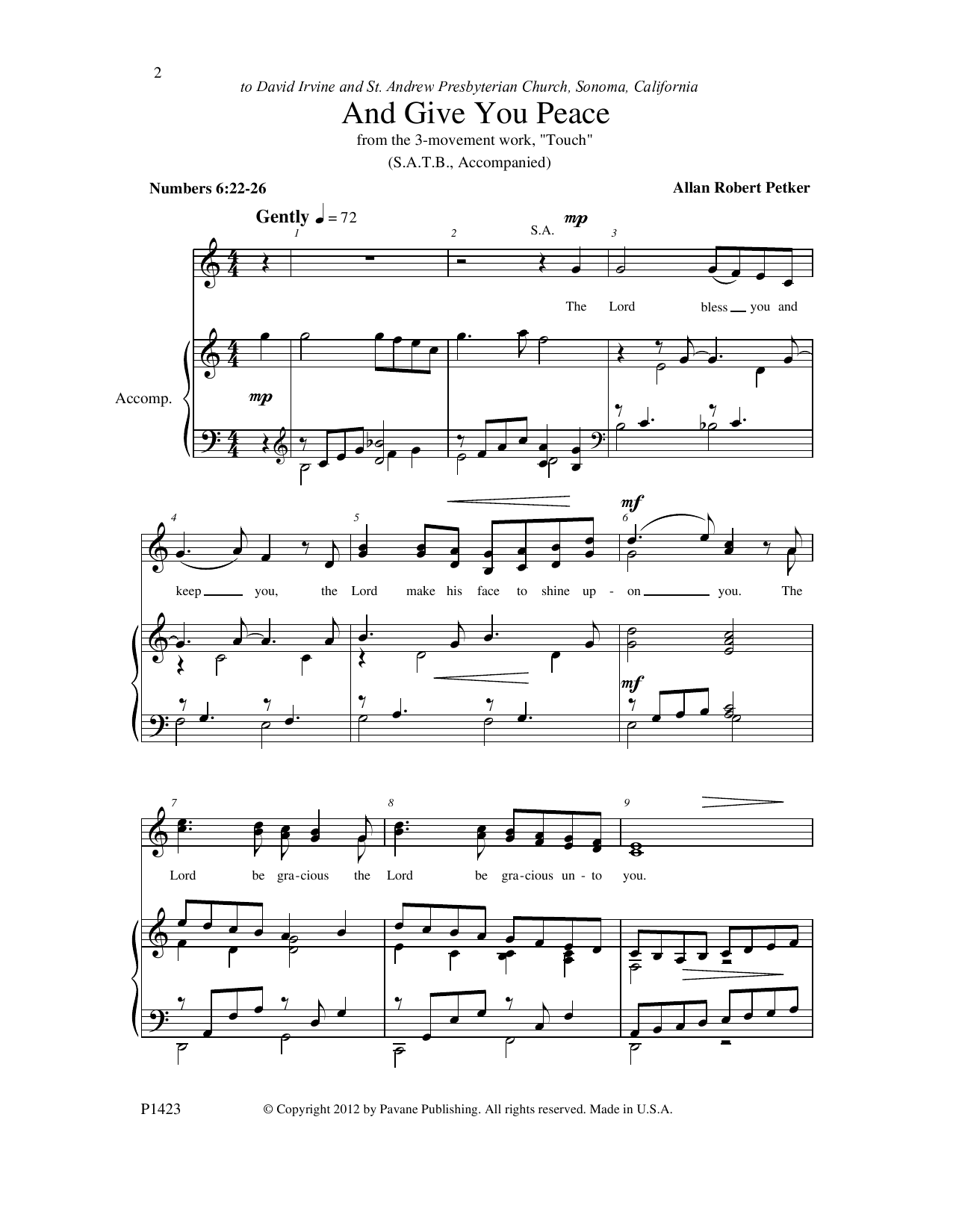 Allan Robert Petker And Give You Peace Sheet Music Notes & Chords for Choral - Download or Print PDF