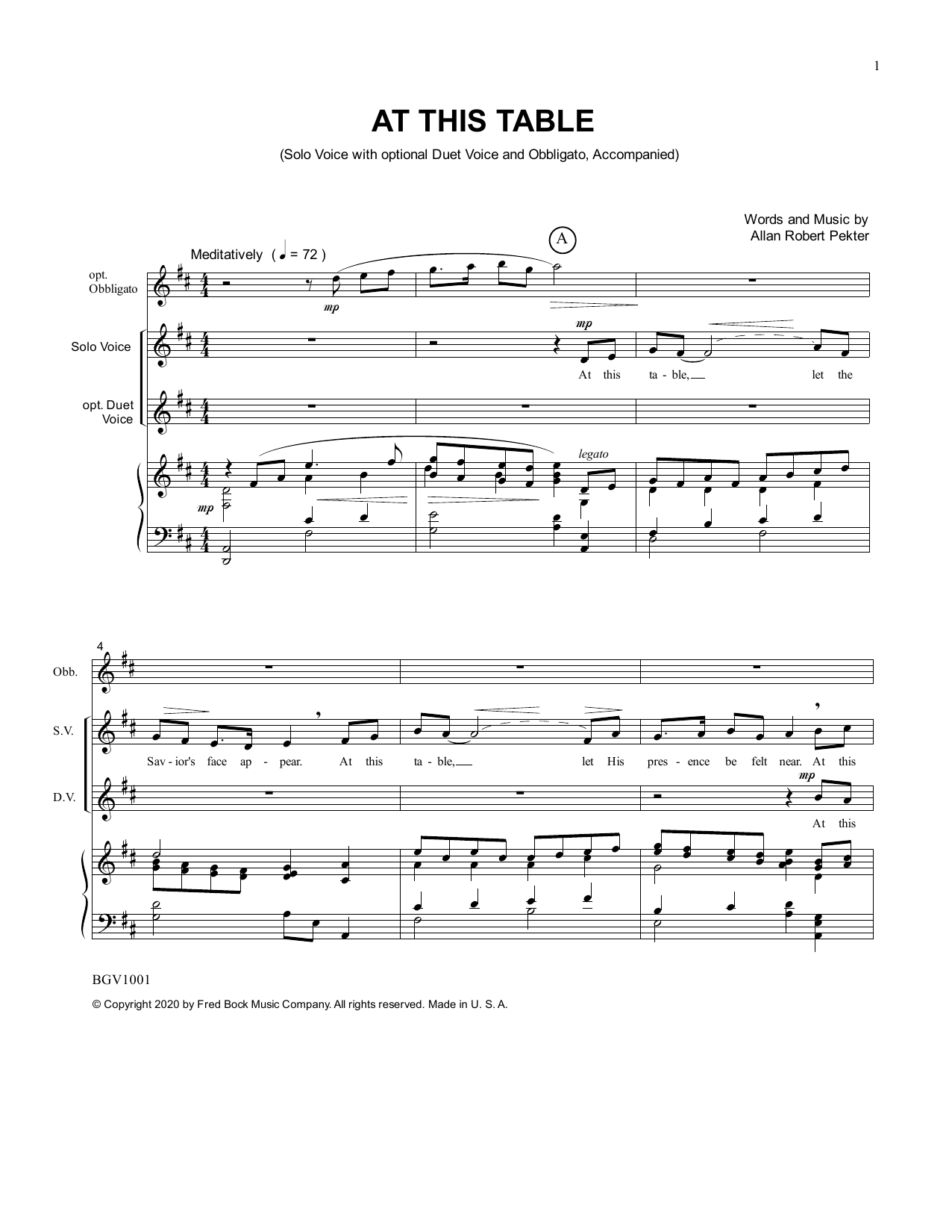 Allan Robert Petker At This Table Sheet Music Notes & Chords for Piano & Vocal - Download or Print PDF