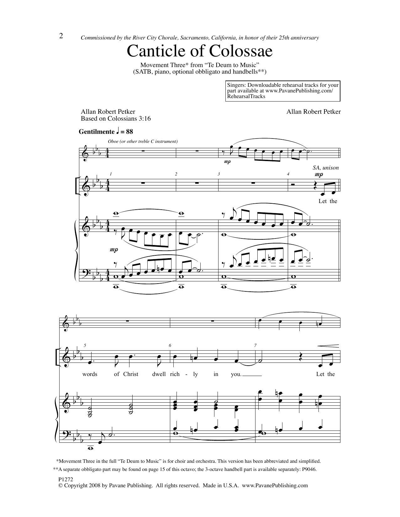 Allan Robert Petker Canticle Of Colossae Sheet Music Notes & Chords for SATB Choir - Download or Print PDF