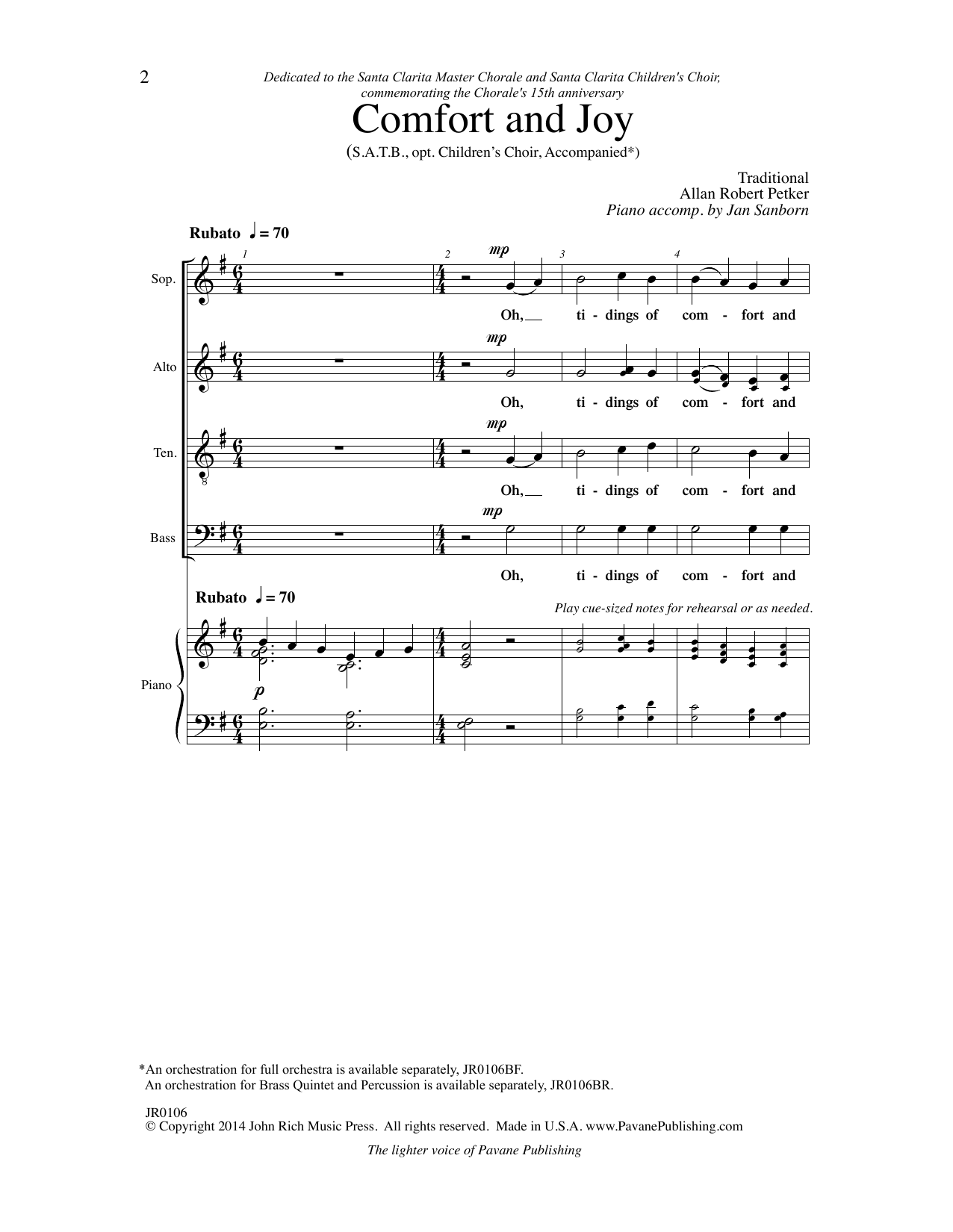 Allan Robert Petker Comfort and Joy Sheet Music Notes & Chords for Choral - Download or Print PDF