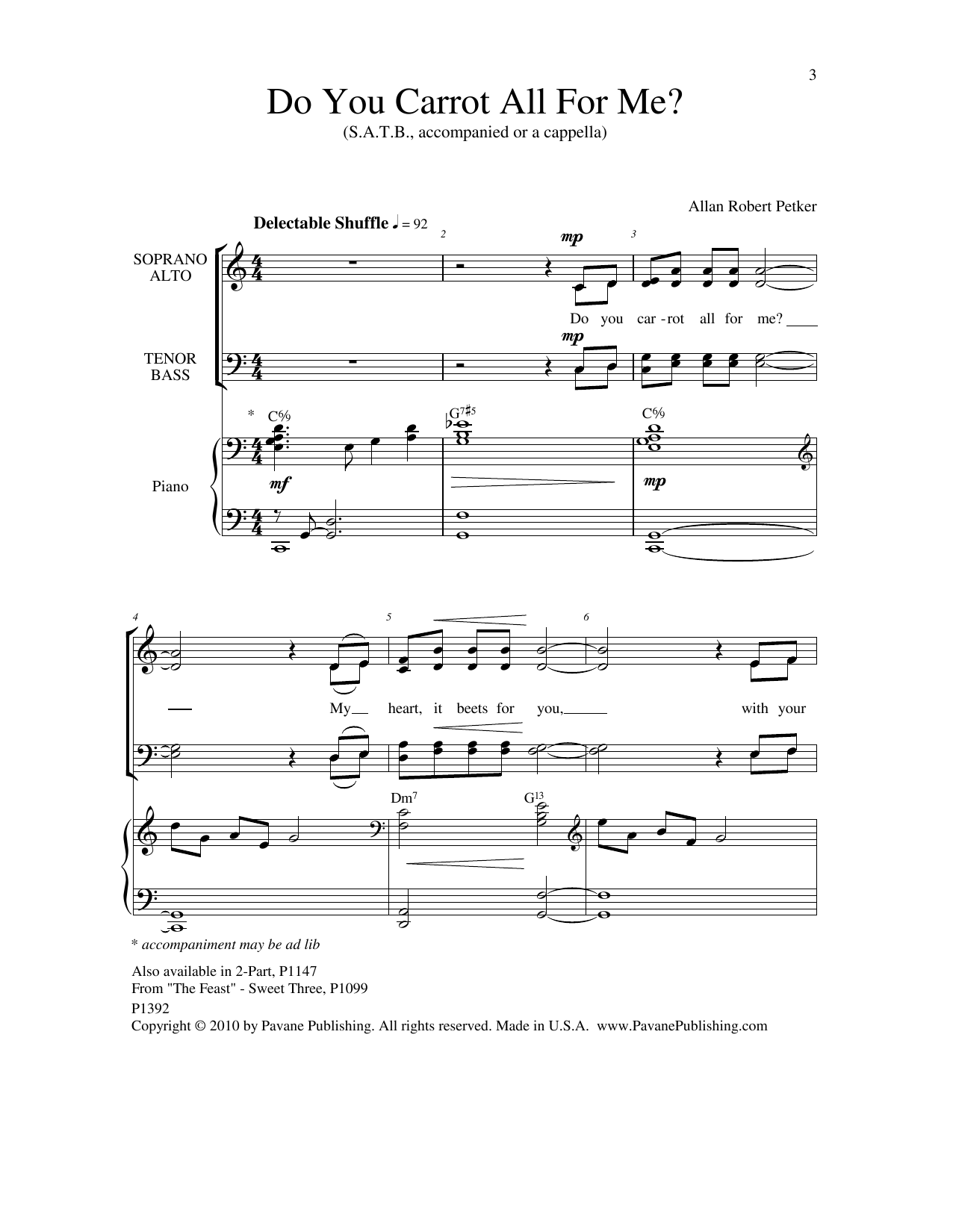 Allan Robert Petker Do You Carrot All For Me Sheet Music Notes & Chords for SATB Choir - Download or Print PDF
