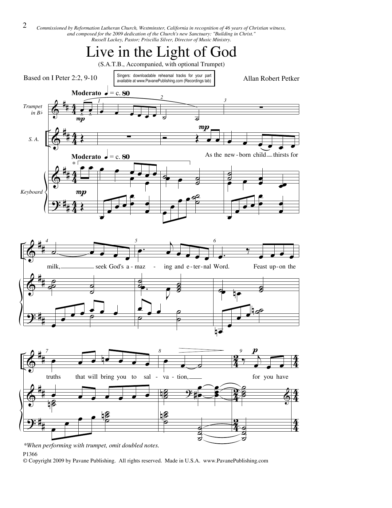 Allan Robert Petker Live In The Light Of God Sheet Music Notes & Chords for SATB Choir - Download or Print PDF