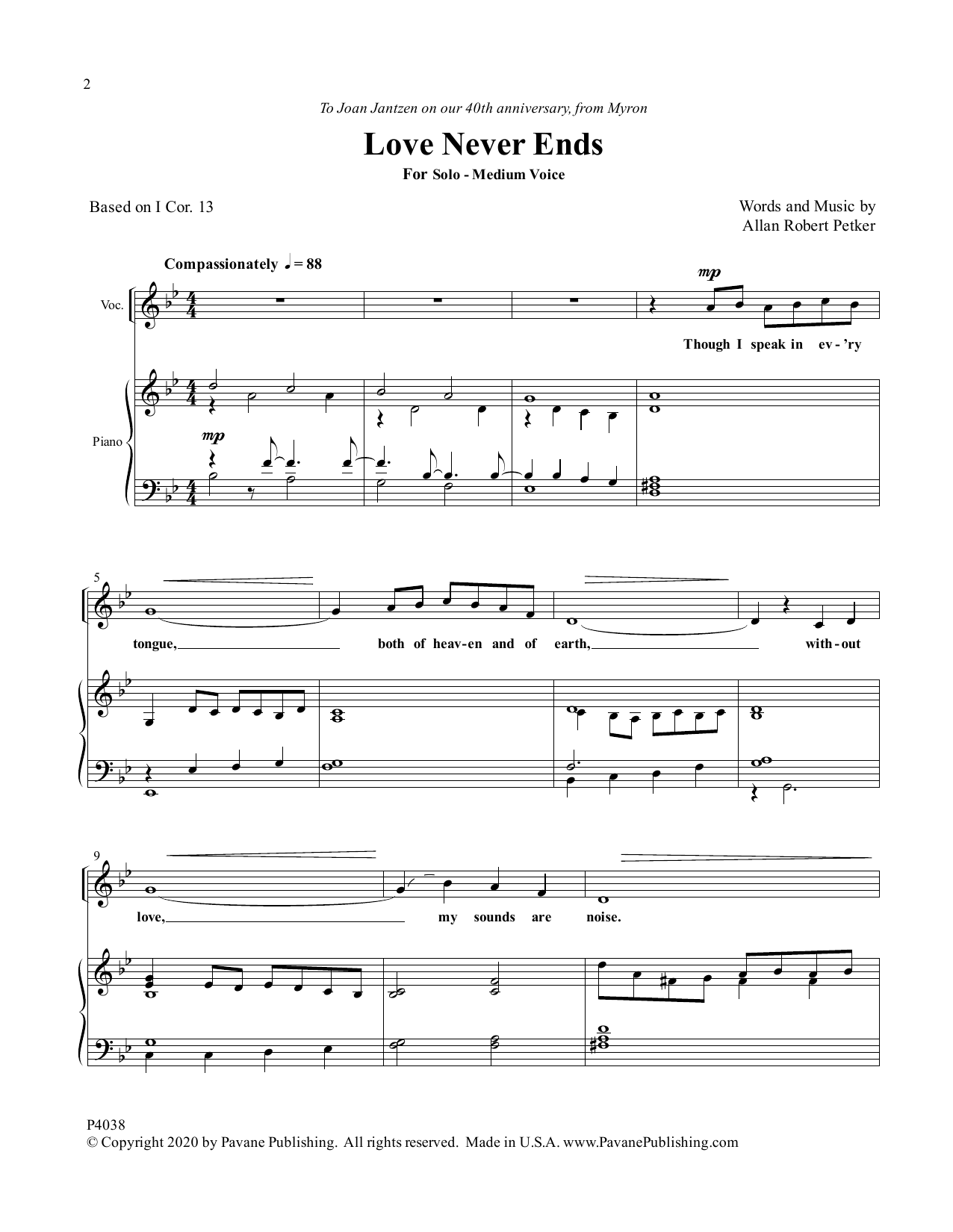 Allan Robert Petker Love Never Ends Sheet Music Notes & Chords for Piano & Vocal - Download or Print PDF