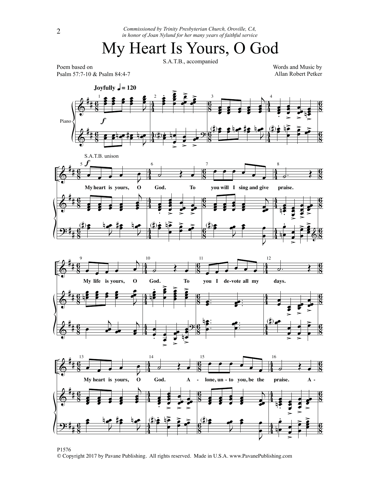 Allan Robert Petker My Heart Is Yours, O God Sheet Music Notes & Chords for Choral - Download or Print PDF