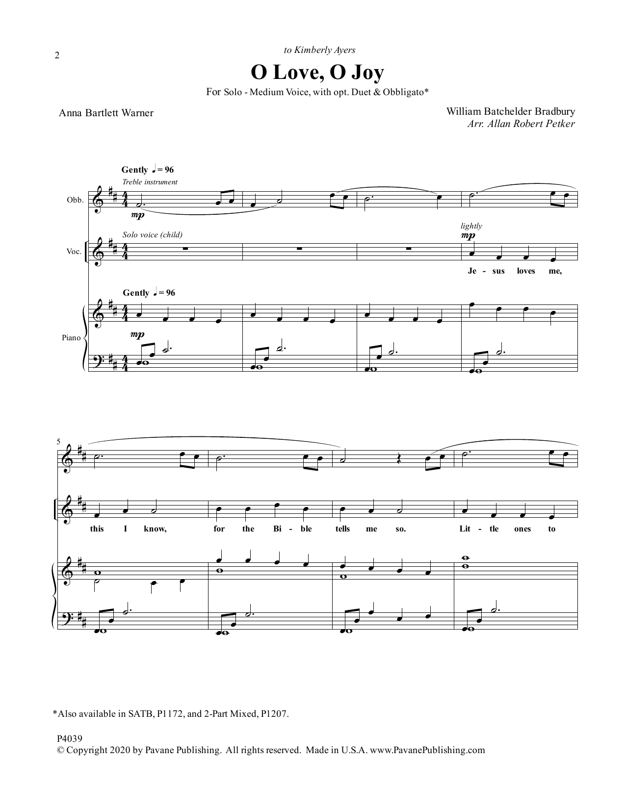 Allan Robert Petker O Love, O Joy Sheet Music Notes & Chords for Piano & Vocal - Download or Print PDF