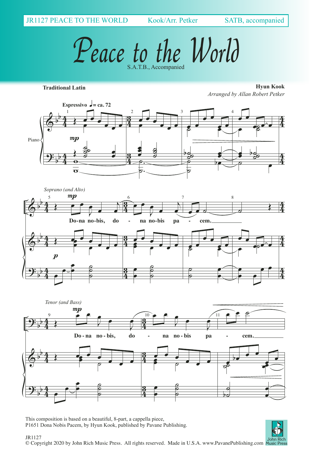 Allan Robert Petker Peace to the World Sheet Music Notes & Chords for SATB Choir - Download or Print PDF
