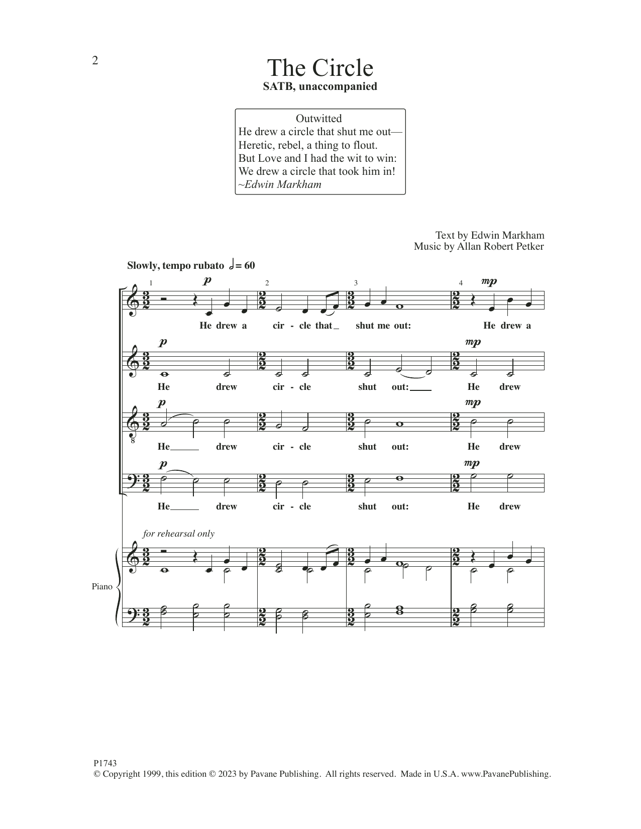 Allan Robert Petker The Circle Sheet Music Notes & Chords for SATB Choir - Download or Print PDF