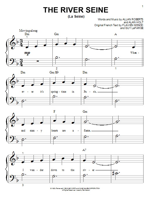 Allan Roberts The River Seine (La Seine) Sheet Music Notes & Chords for Melody Line, Lyrics & Chords - Download or Print PDF