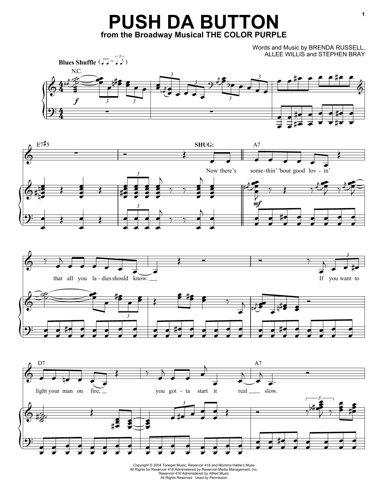 Allee Willis Push Da Button Sheet Music Notes & Chords for Piano & Vocal - Download or Print PDF