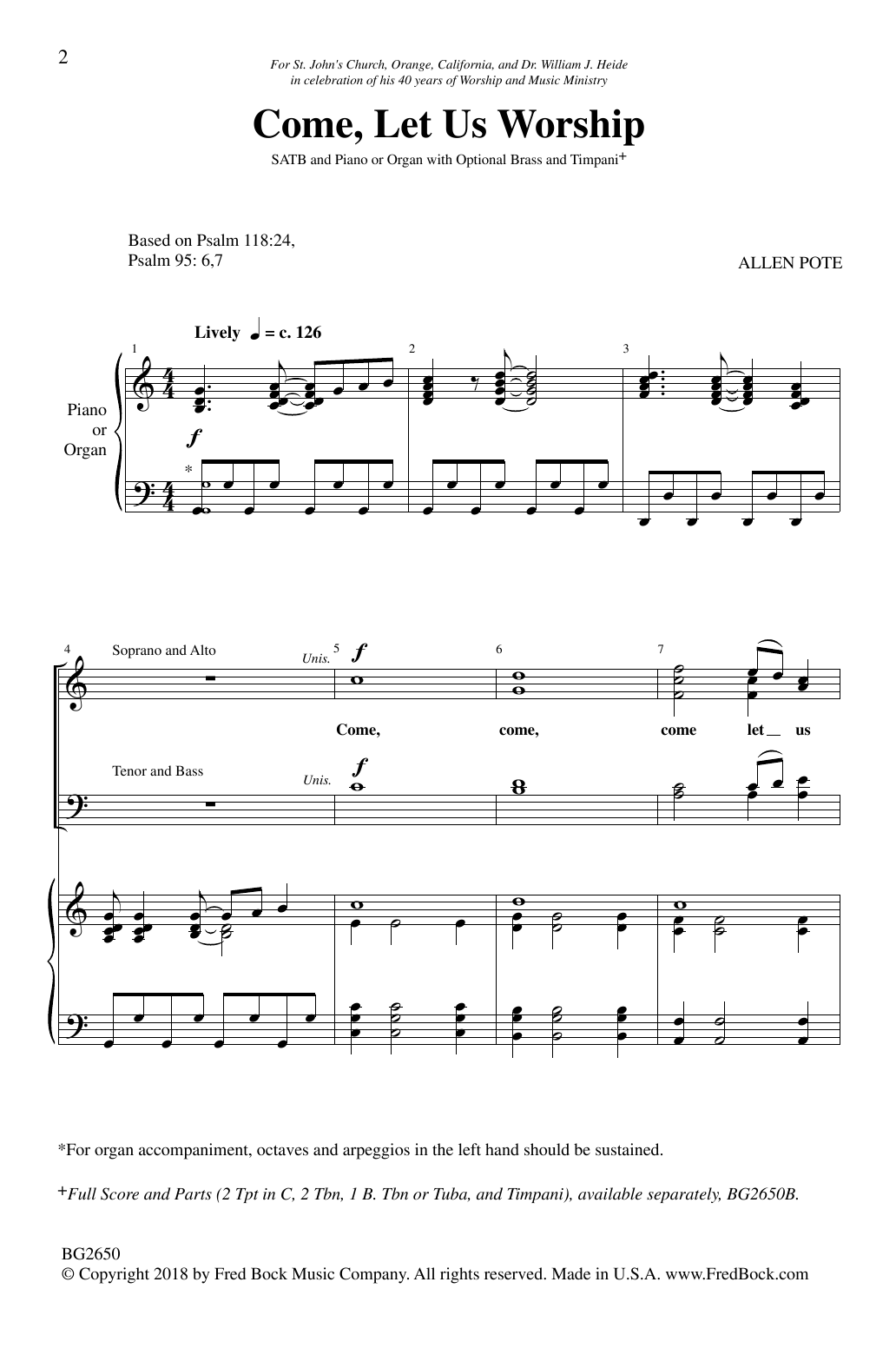 Allen Pote Come, Let Us Worship Sheet Music Notes & Chords for SATB Choir - Download or Print PDF