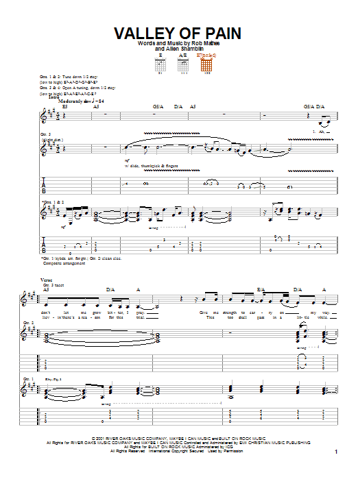 Allen Shamblin Valley Of Pain Sheet Music Notes & Chords for Guitar Tab - Download or Print PDF