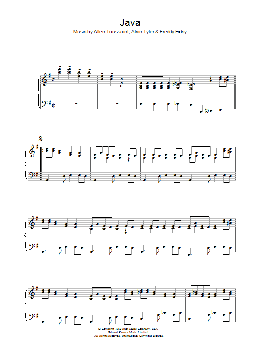 Allen Toussaint Java Sheet Music Notes & Chords for Piano - Download or Print PDF