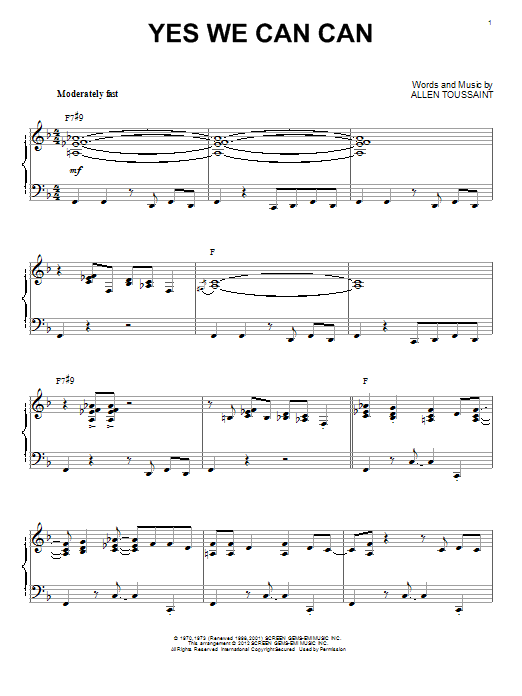 Allen Toussaint Yes We Can Can (arr. Brent Edstrom) Sheet Music Notes & Chords for Piano - Download or Print PDF