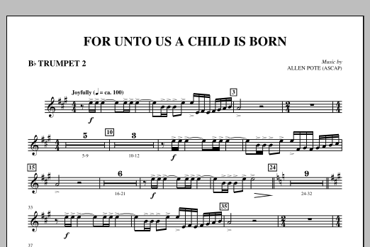 For Unto Us A Child Is Born - Bb Trumpet 2 sheet music