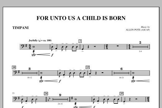 For Unto Us A Child Is Born - Timpani sheet music