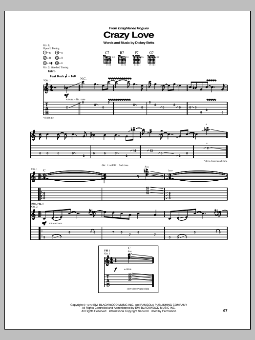 Allman Brothers Band Crazy Love Sheet Music Notes & Chords for Guitar Tab - Download or Print PDF