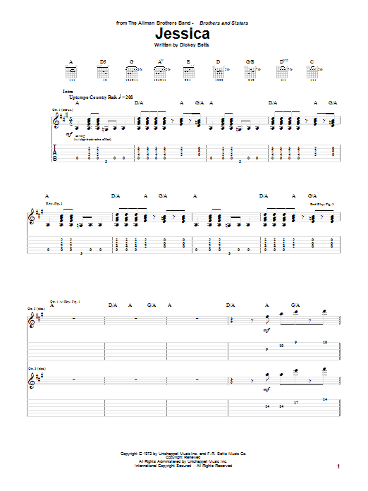 Allman Brothers Band Jessica Sheet Music Notes & Chords for Piano - Download or Print PDF