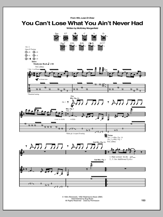 Allman Brothers Band You Can't Lose What You Ain't Never Had Sheet Music Notes & Chords for Guitar Tab - Download or Print PDF
