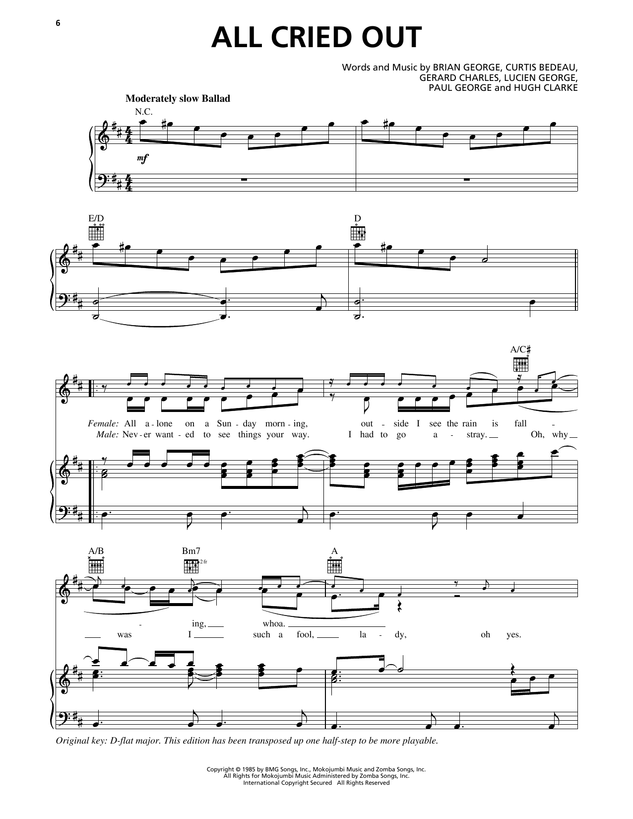 Allure All Cried Out (feat. 112) Sheet Music Notes & Chords for Piano, Vocal & Guitar Chords (Right-Hand Melody) - Download or Print PDF
