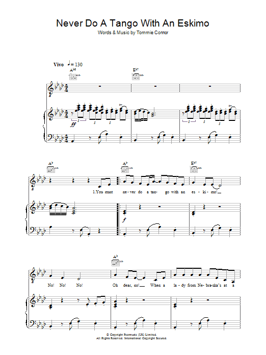 Alma Cogan Never Do A Tango With An Eskimo Sheet Music Notes & Chords for Piano, Vocal & Guitar - Download or Print PDF