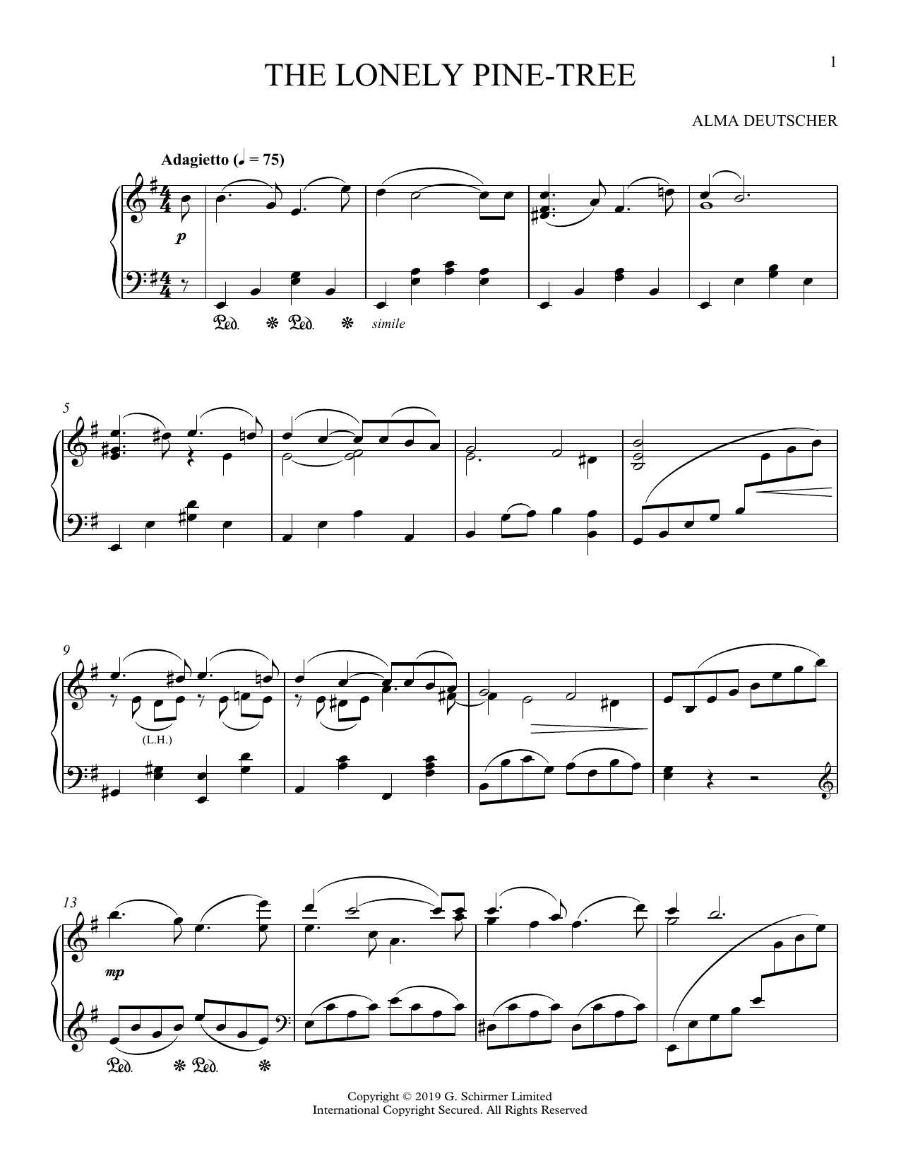Alma Deutscher The Lonely Pine-Tree Sheet Music Notes & Chords for Piano Solo - Download or Print PDF